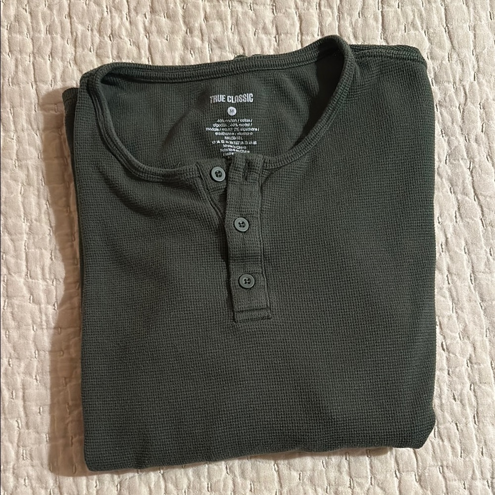 Men's True Classic Medium Henley Shirt Green